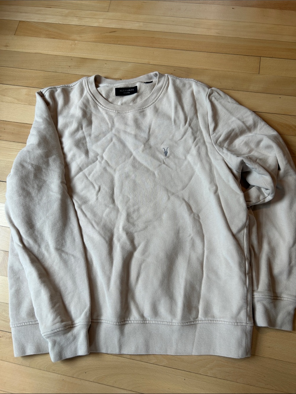 All Saints Men's Crewneck Sweater in Light Tan